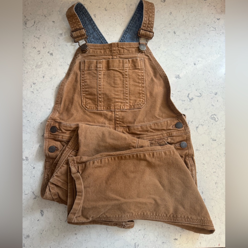 GAP Tan and Blue Denim Overalls